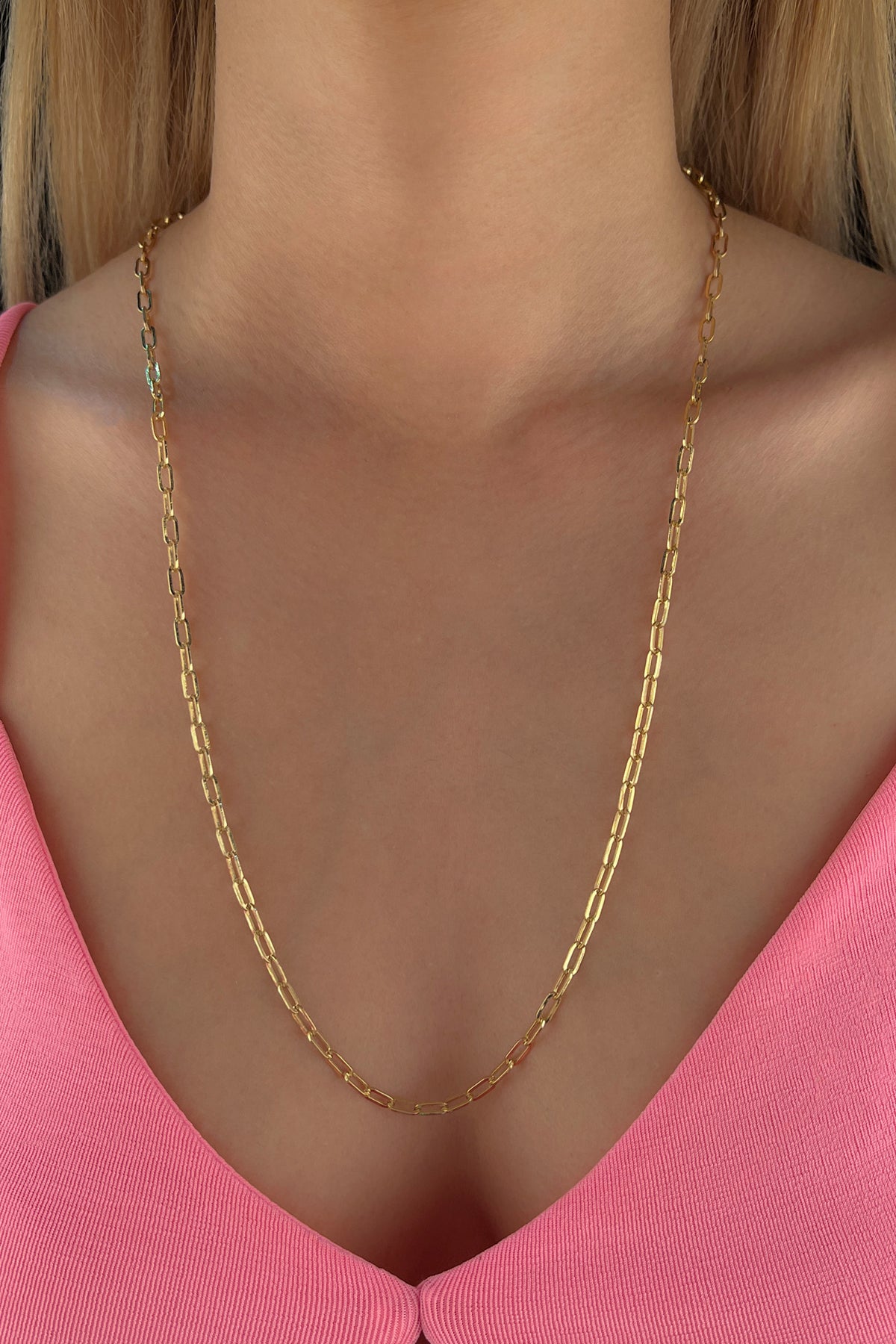 14K Gold Oval Paperclip Chain 0.141 inch