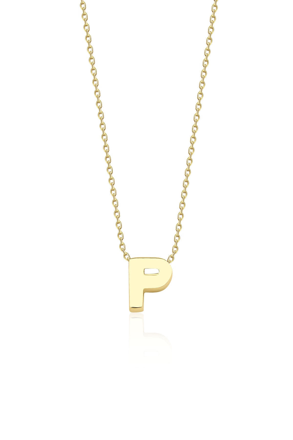 14K Gold P Initial Necklace