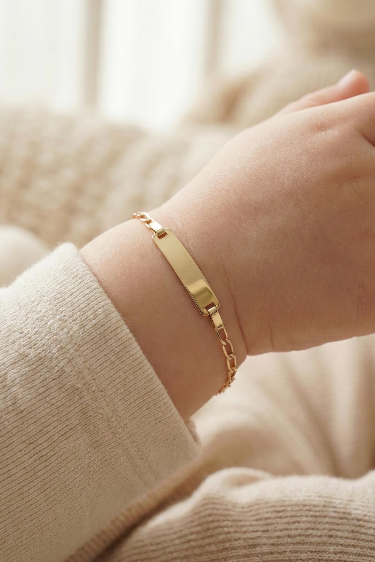 14K Gold Paperclip Baby ID Bracelet