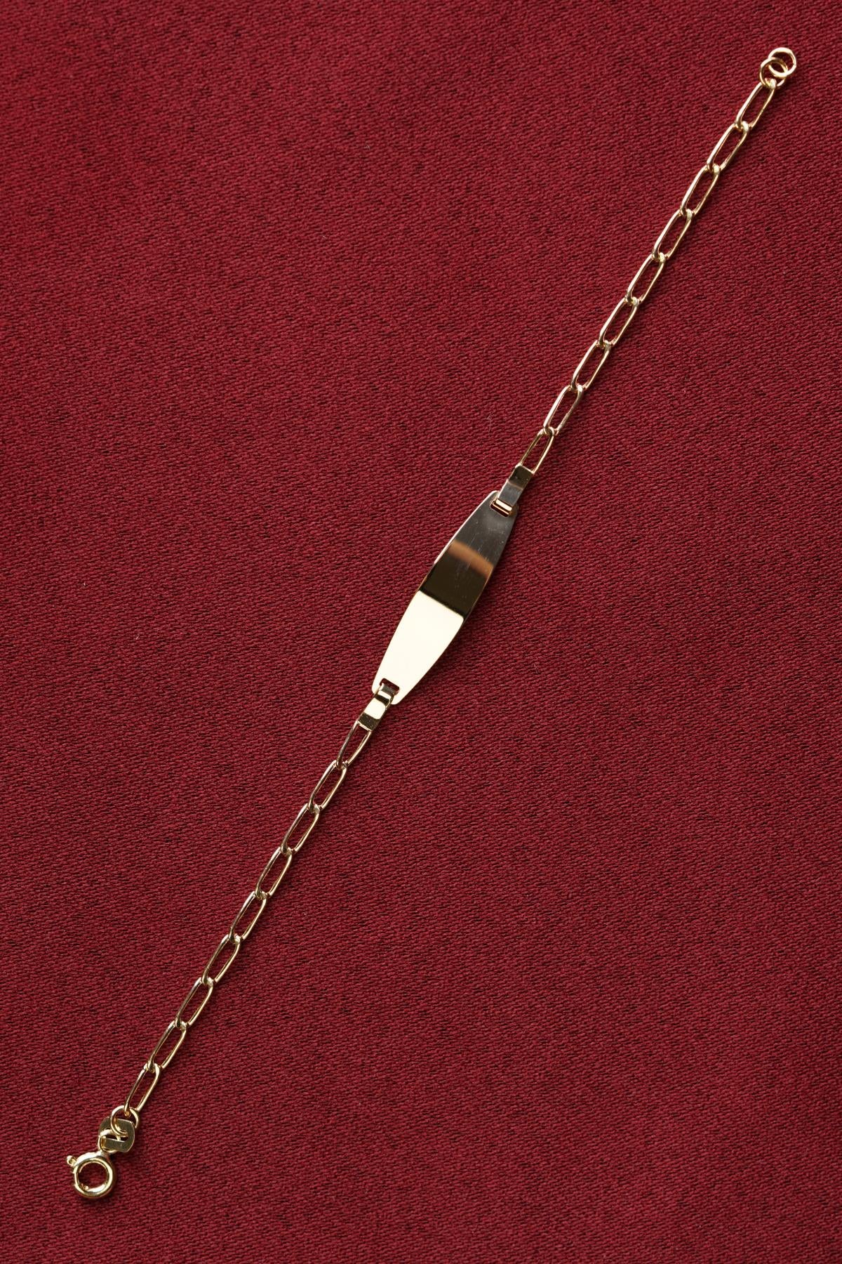 14K Gold Paperclip Oval Baby ID Bracelet