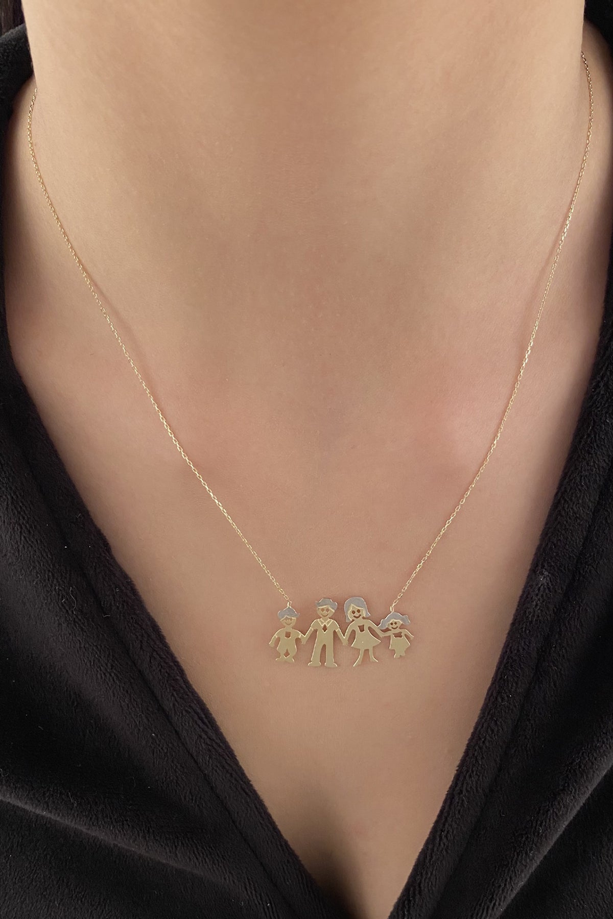14K Gold Parent-Child Family Necklace