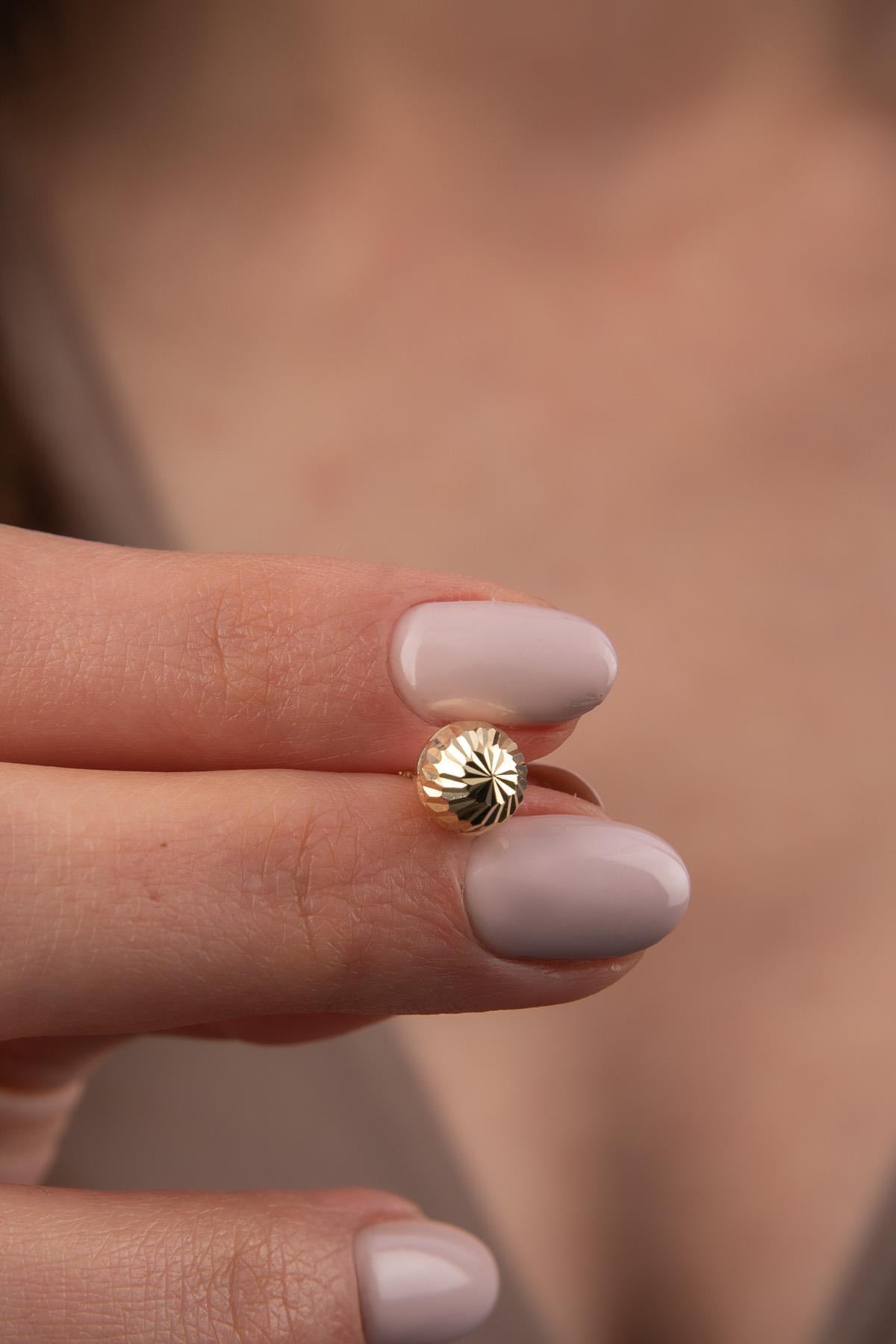14K Gold Patterned Ball Charm ( Medium )