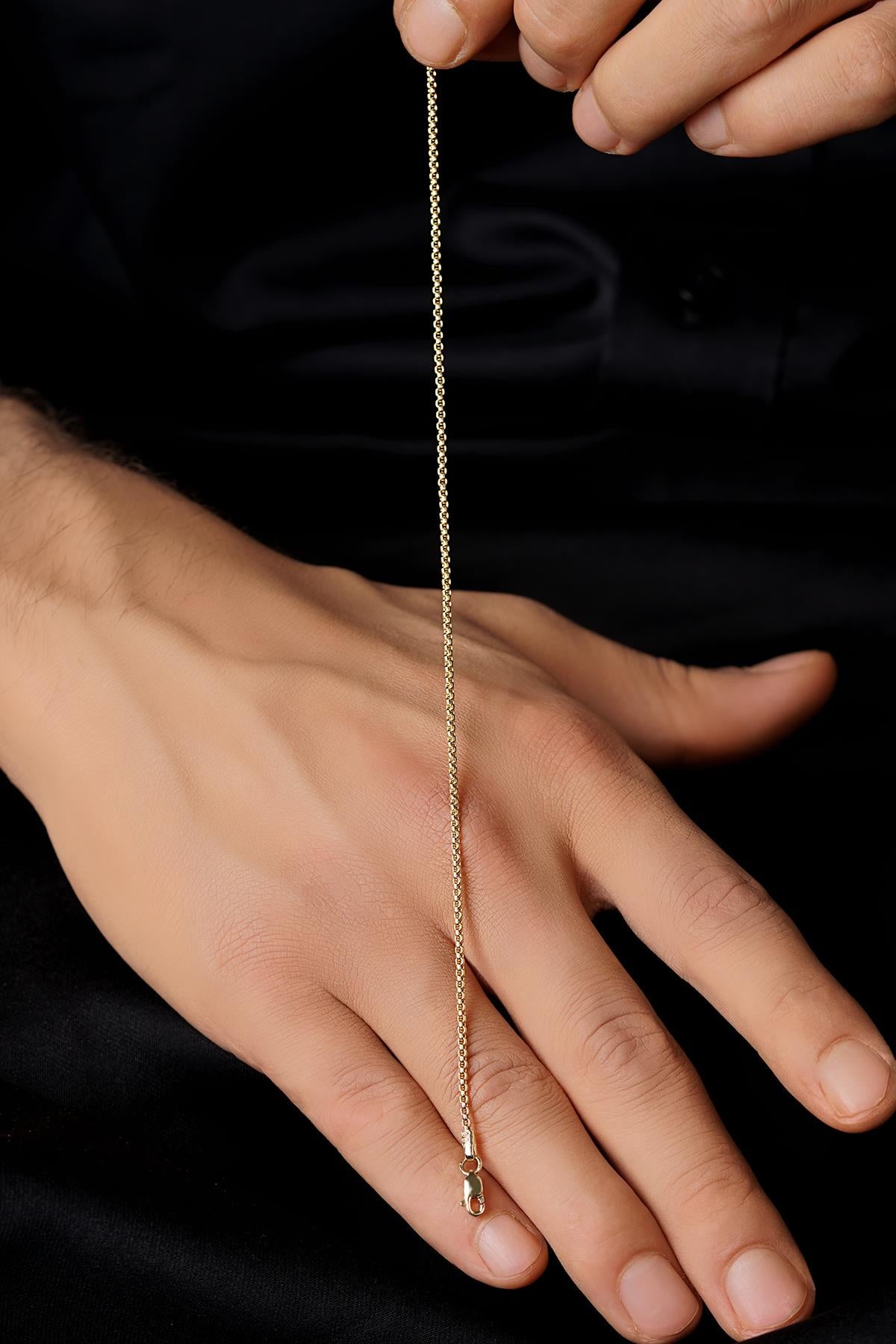 14K Solid Gold Patterned Box Chain Bracelet