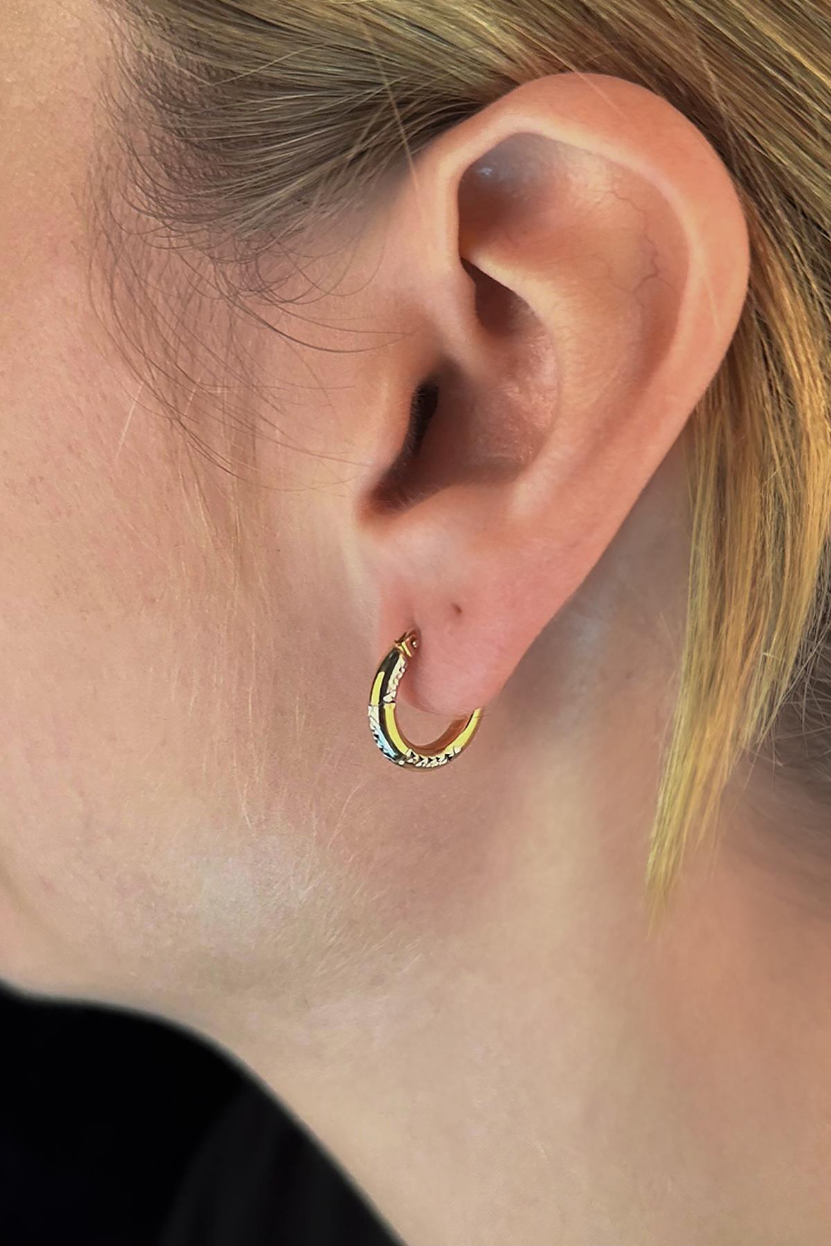 14K Gold Patterned Hoop Earrings
