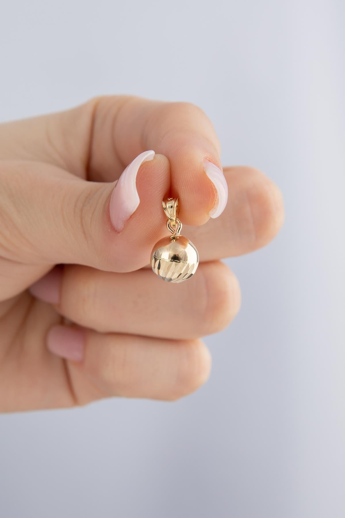 14K Gold Patterned Puff Ball Charm