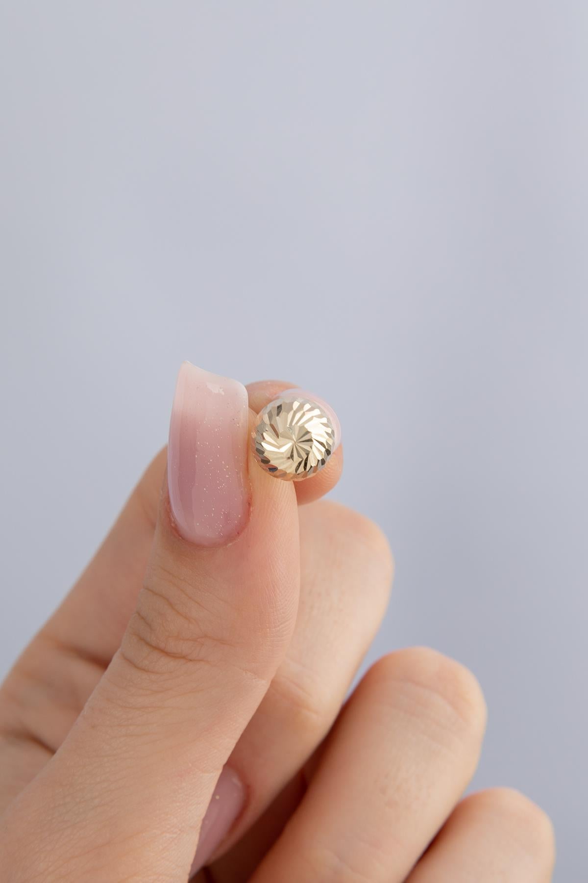 14K Gold Patterned Puff Ball Charm