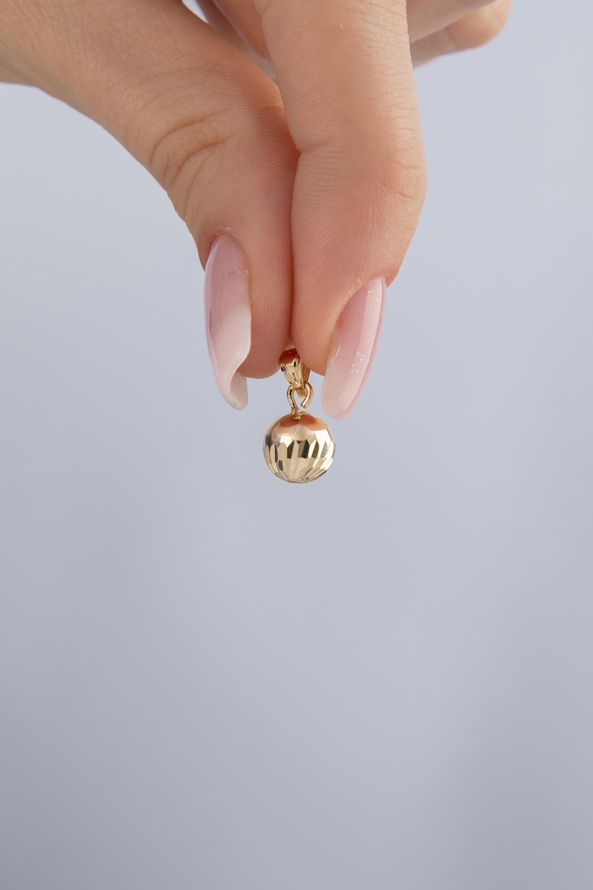 14K Gold Patterned Puff Ball Charm