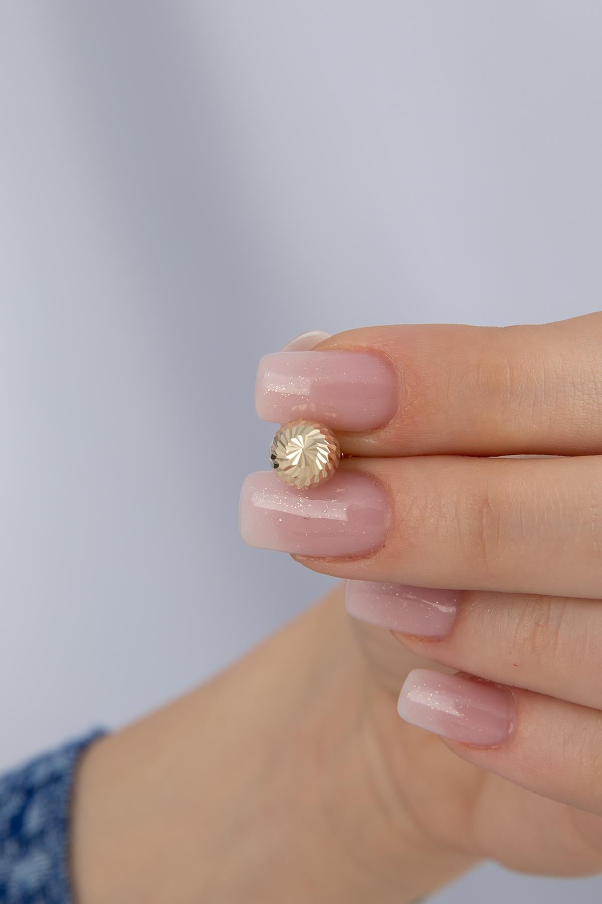 14K Gold Patterned Puff Ball Charm