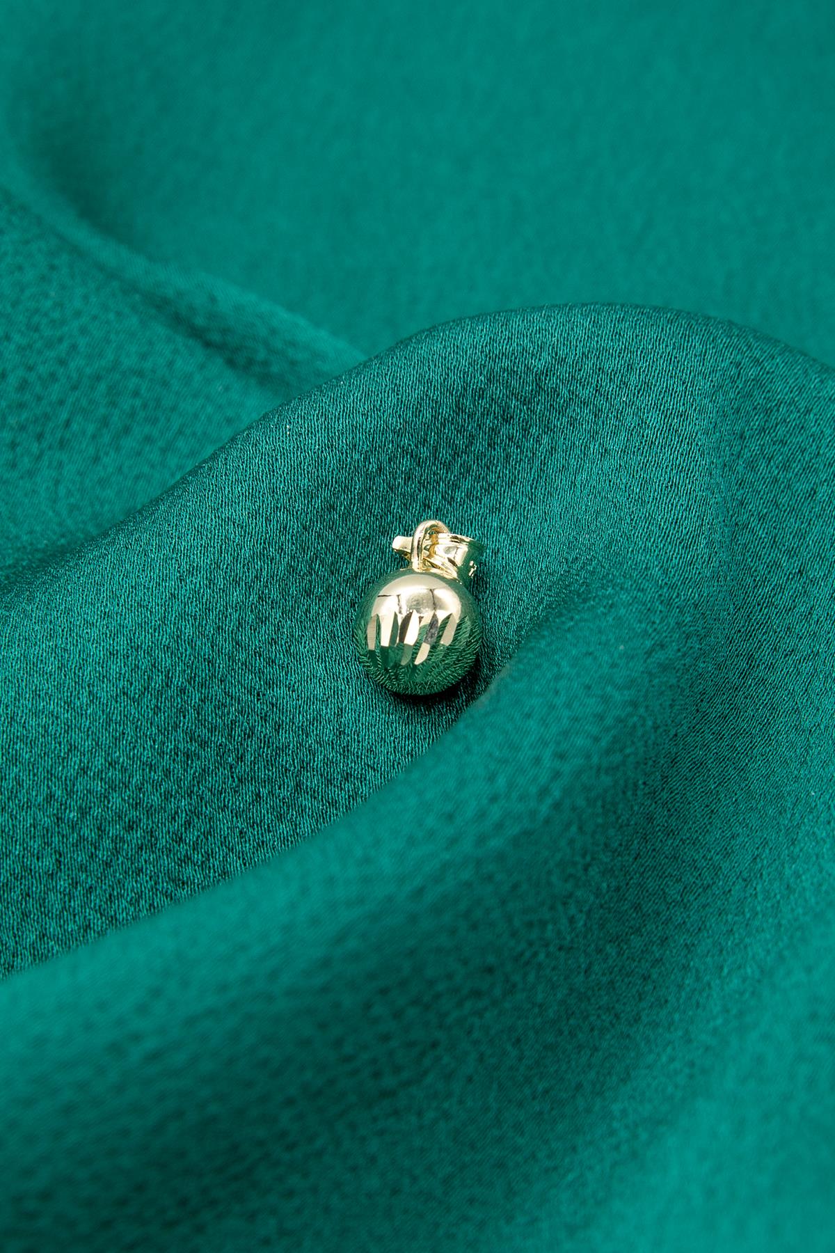 14K Gold Patterned Puff Ball Charm