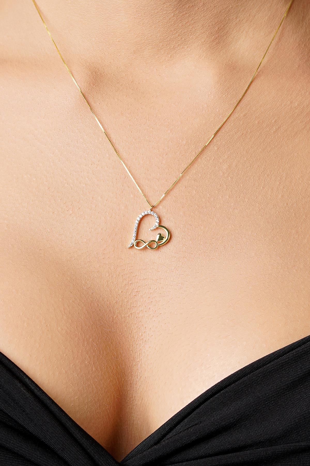 14K Gold Pave Endless Love Necklace