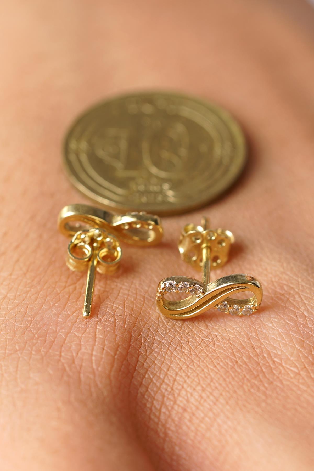 14K Gold Pave Infinity Stud Earrings