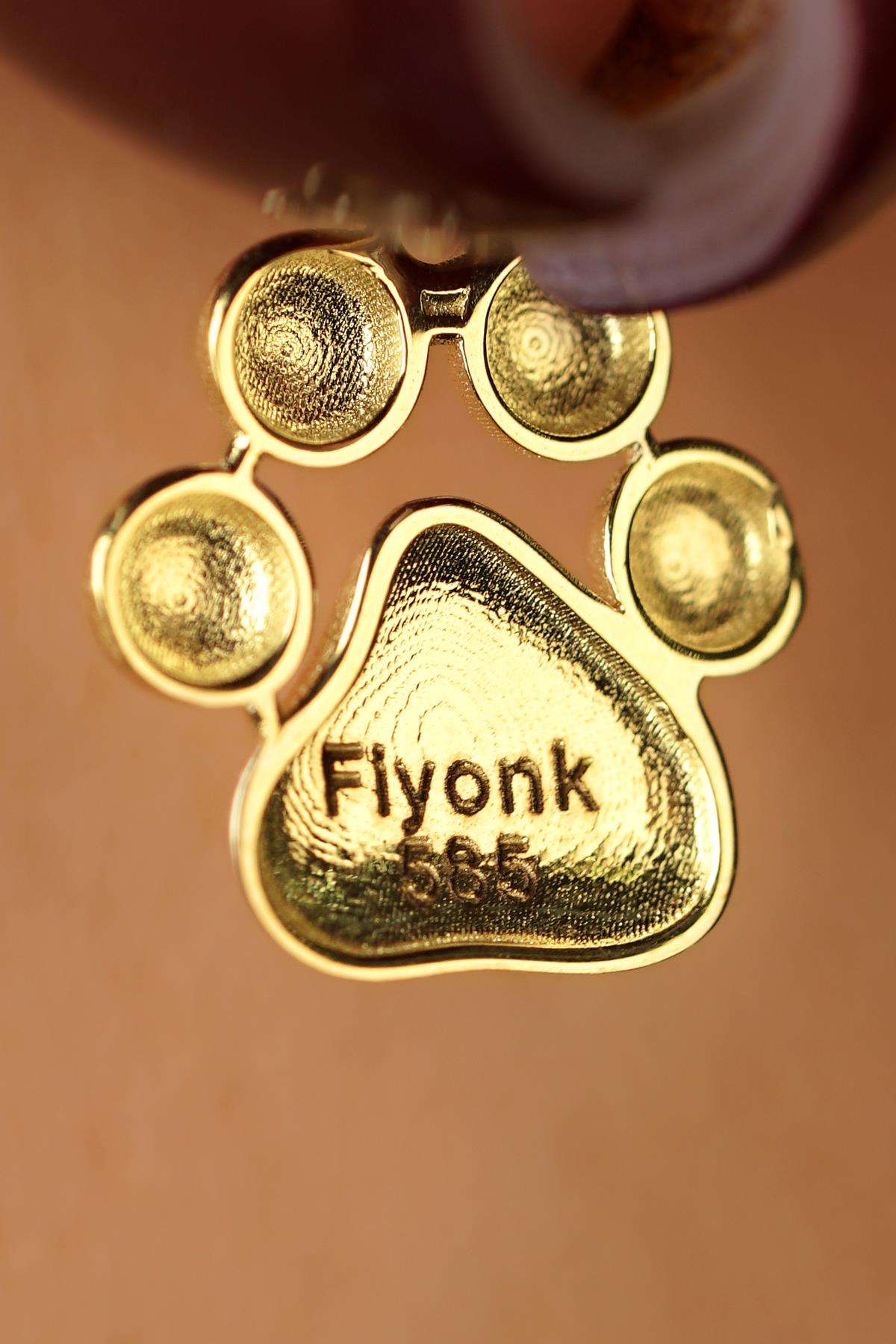 14K Solid Gold Paw Pendant