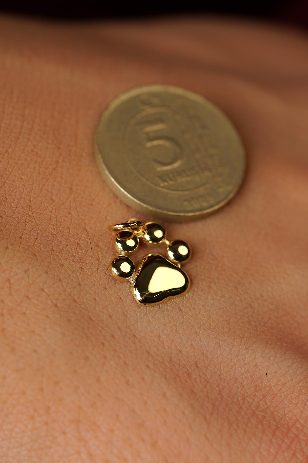 14K Solid Gold Paw Pendant