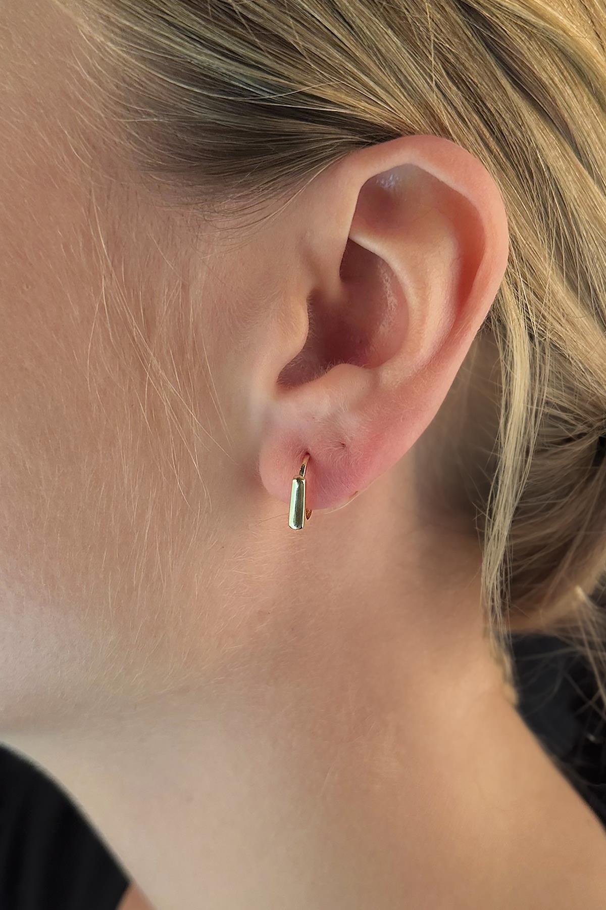 14K Gold Pentagon Shape Huggie Earrings