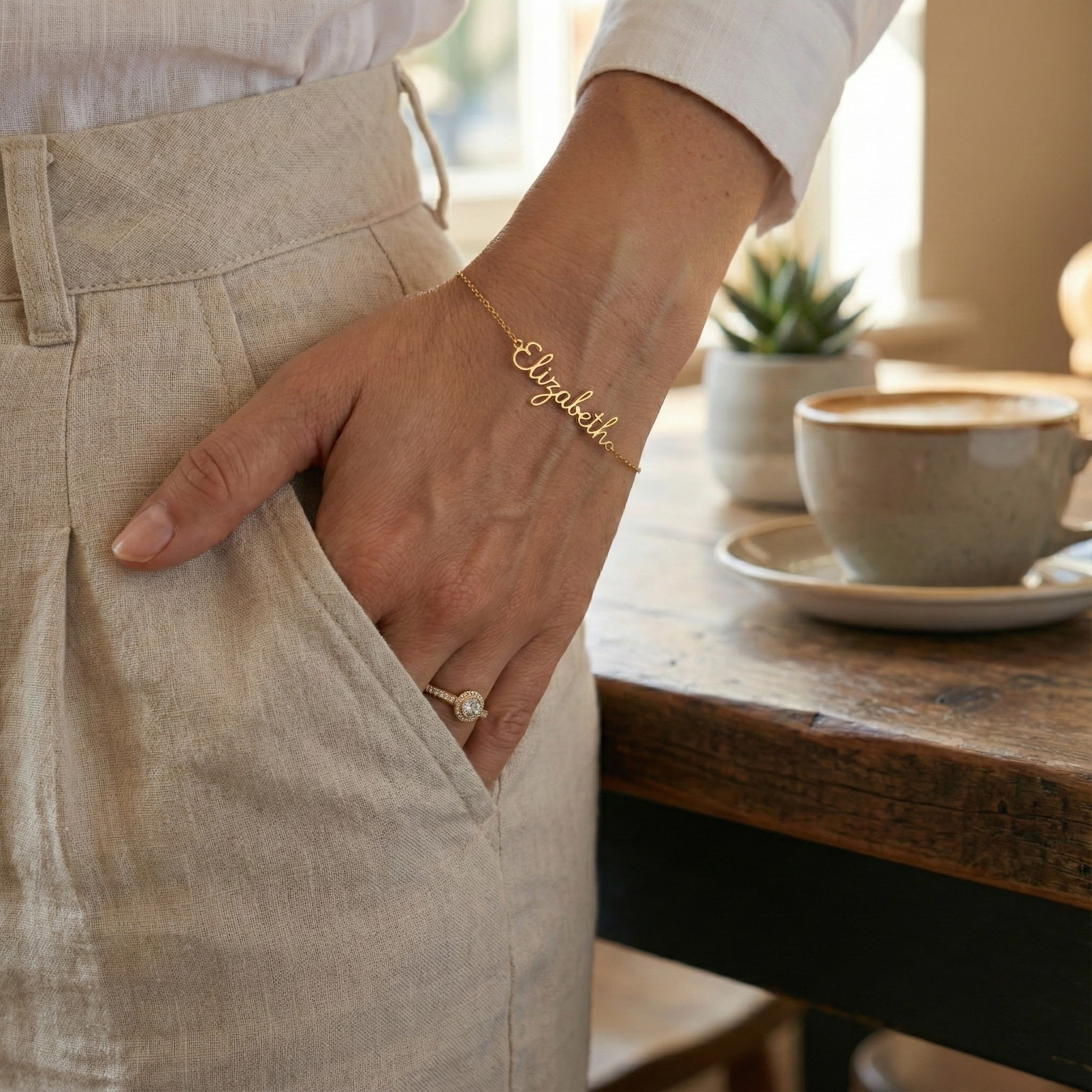 14K Gold Personalized Name Bracelet – Elegant Custom Gift of Identity