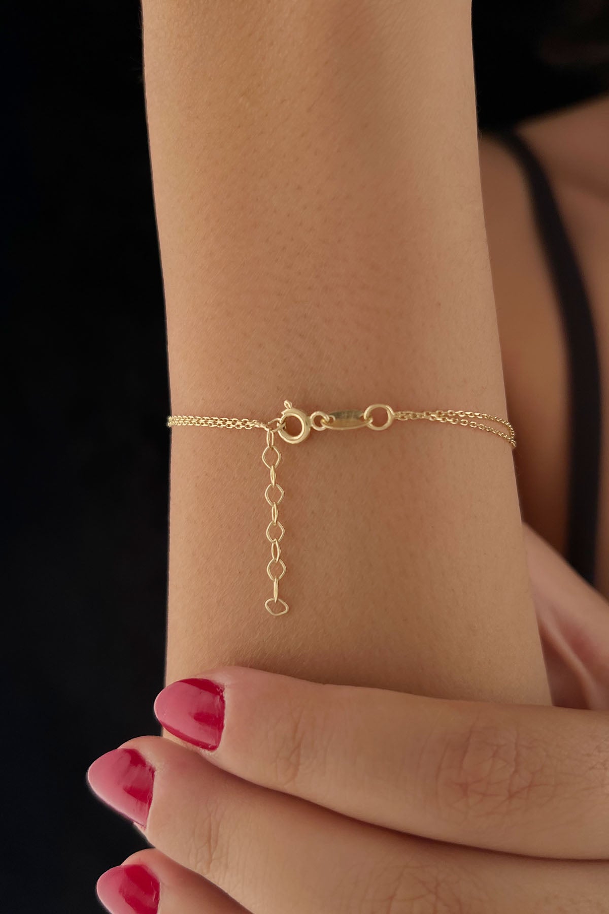 14K Gold Pink Enamel Butterfly Bracelet