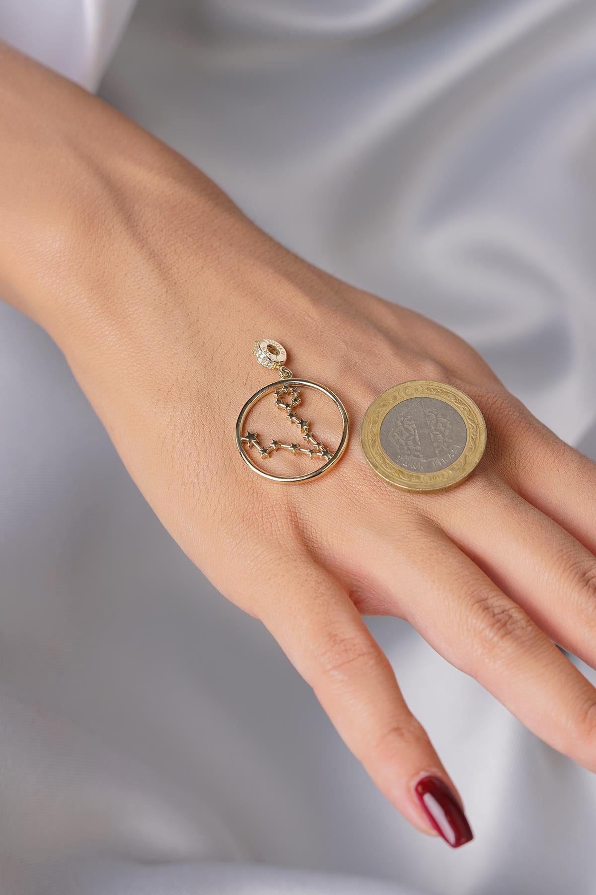 14K Gold Pisces Zodiac Constellation Pendant