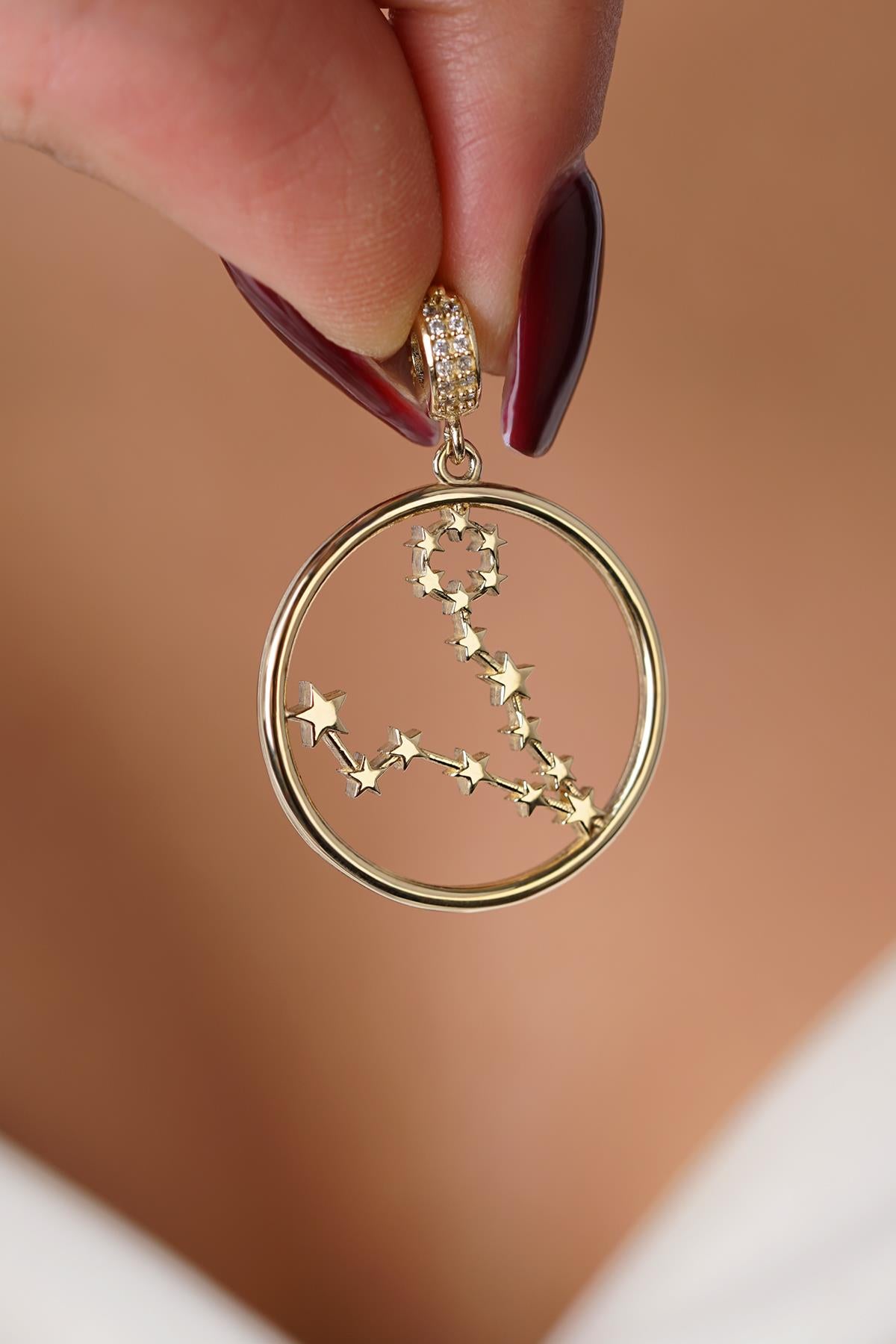 14K Gold Pisces Zodiac Constellation Pendant