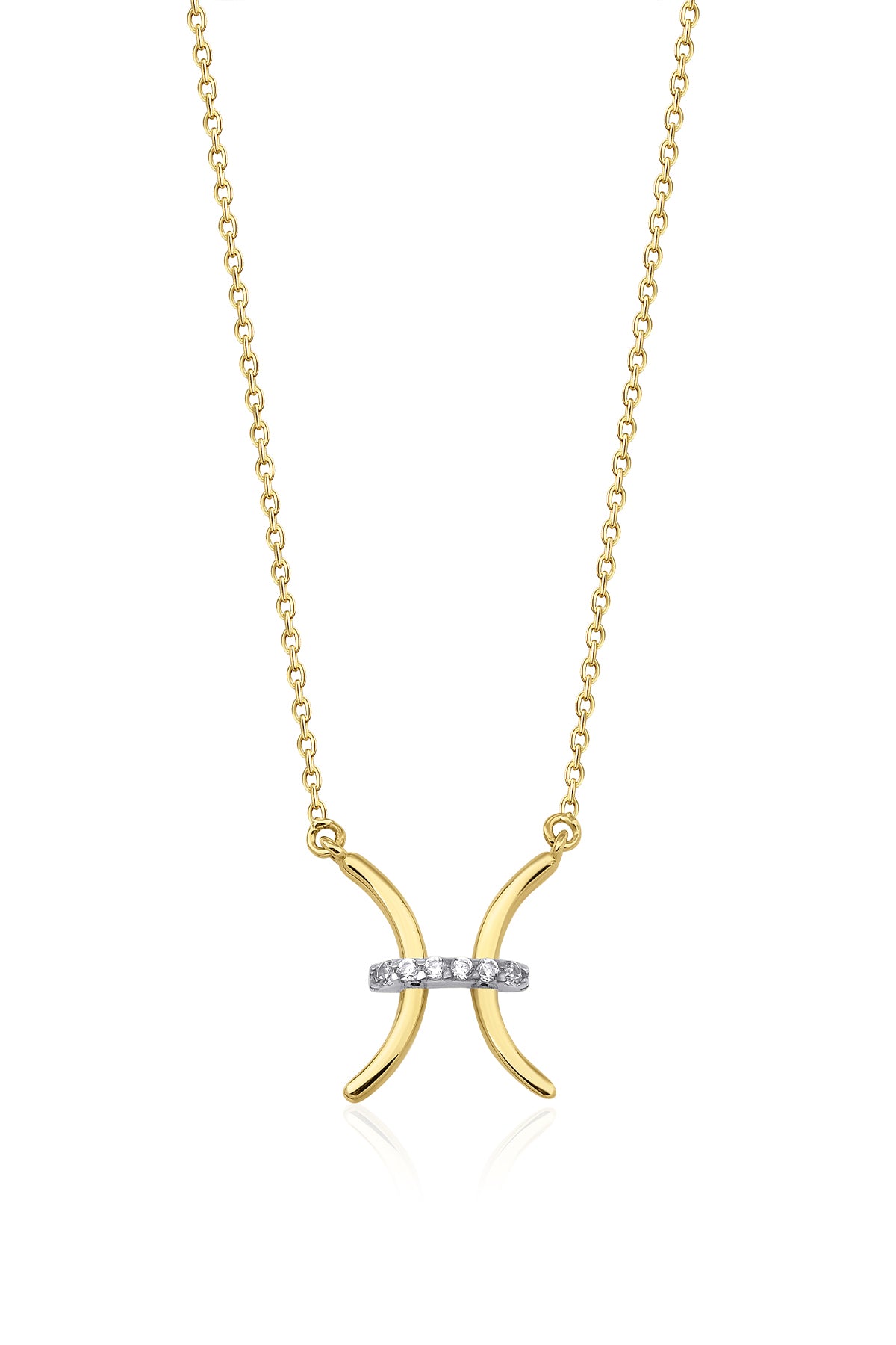 14K Gold Pisces Zodiac Sign Necklace