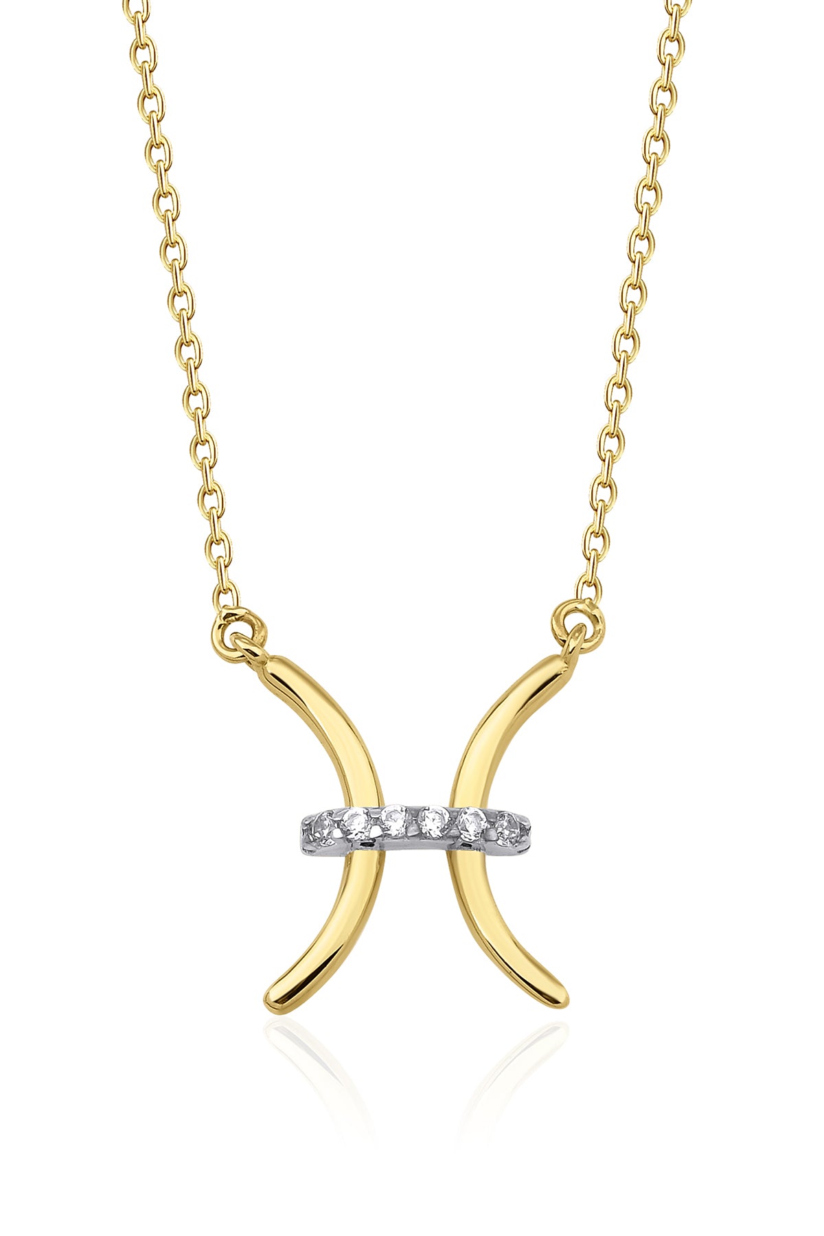 14K Gold Pisces Zodiac Sign Necklace