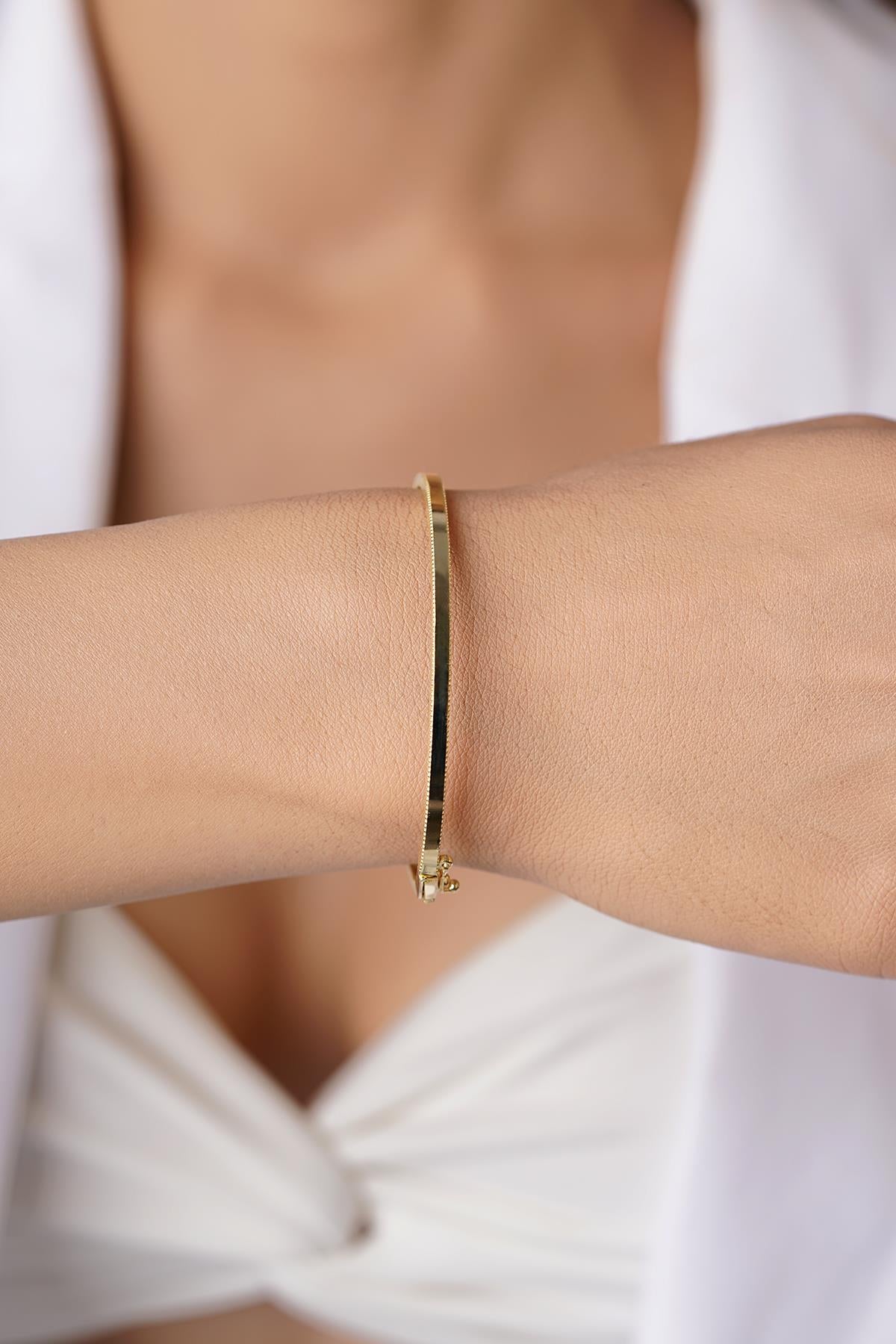 14K Gold Plain Ajda Cuff Bracelet