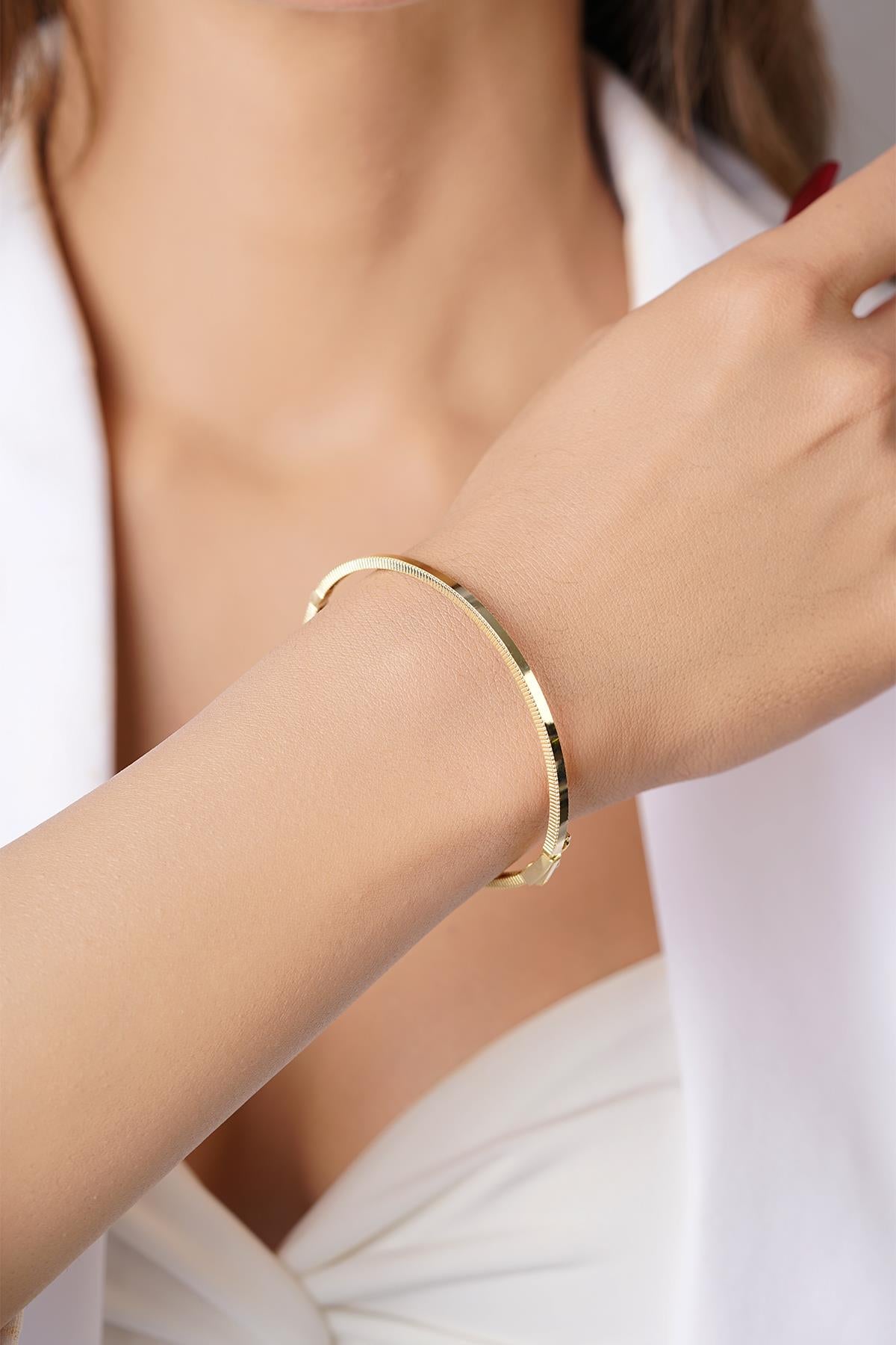 14K Gold Plain Ajda Cuff Bracelet