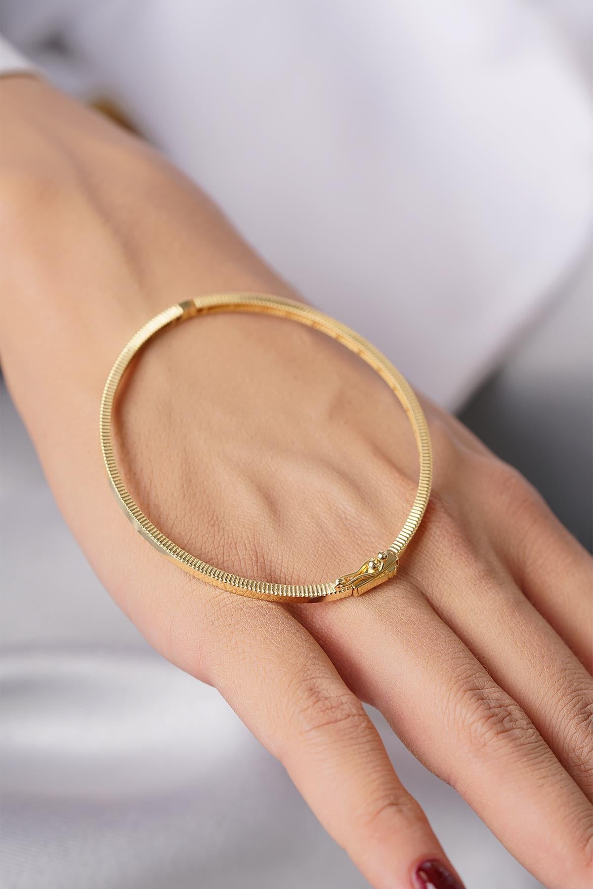 14K Gold Plain Ajda Cuff Bracelet