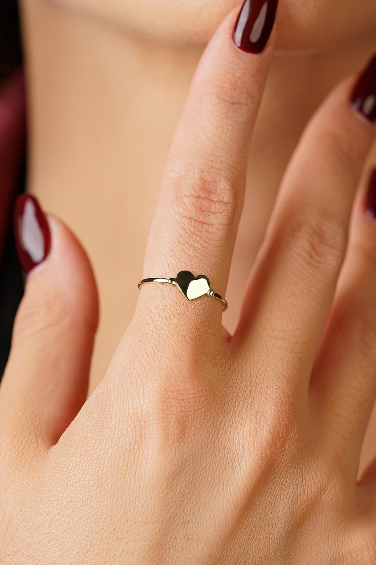 14K Gold Plain Heart Ring
