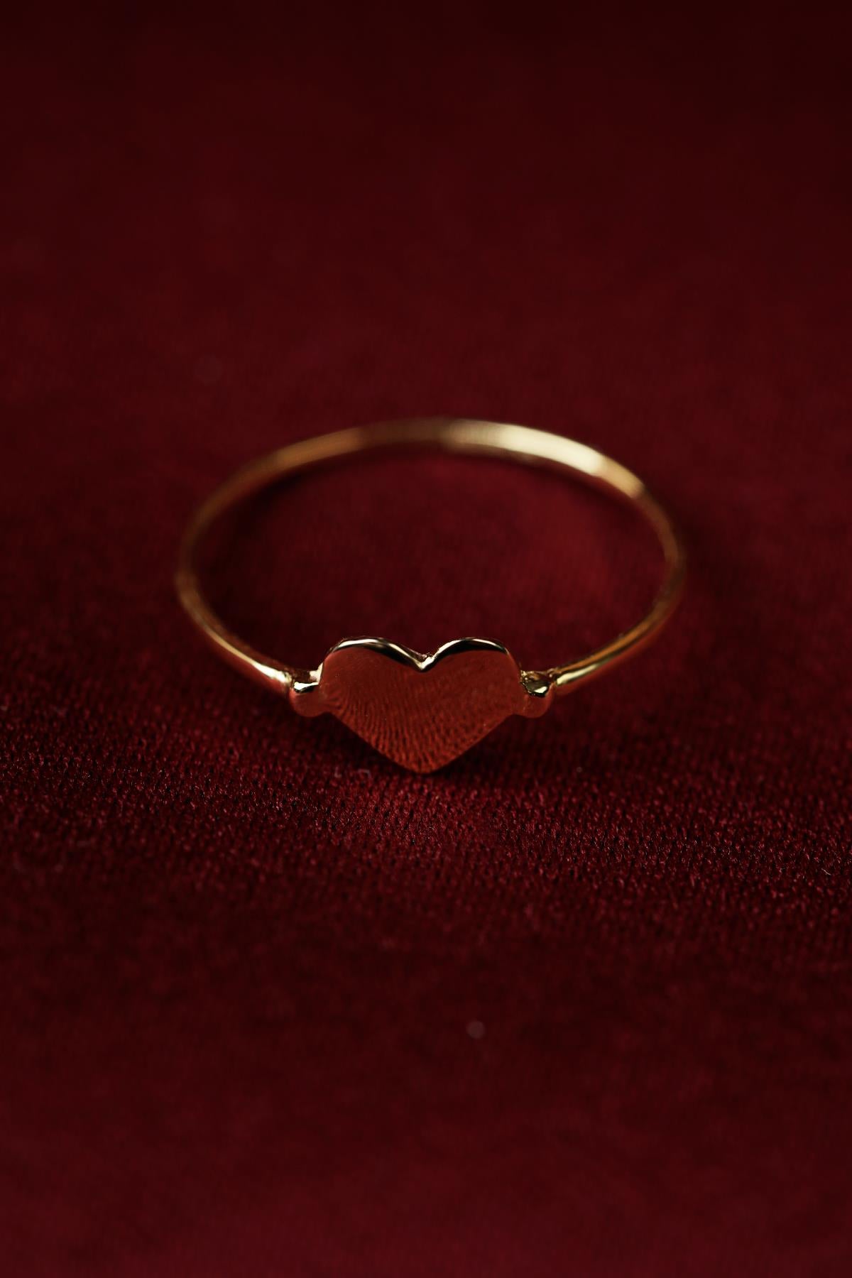 14K Solid Gold Plain Heart Ring