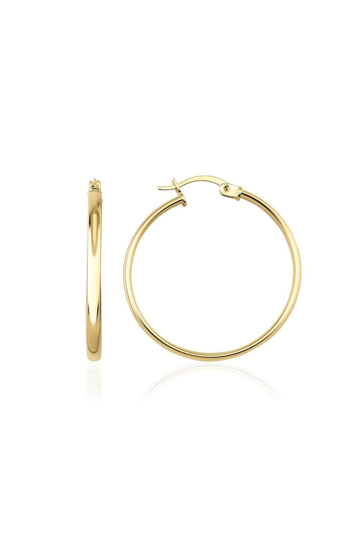 14K Gold Plain Tube Hoop Earrings