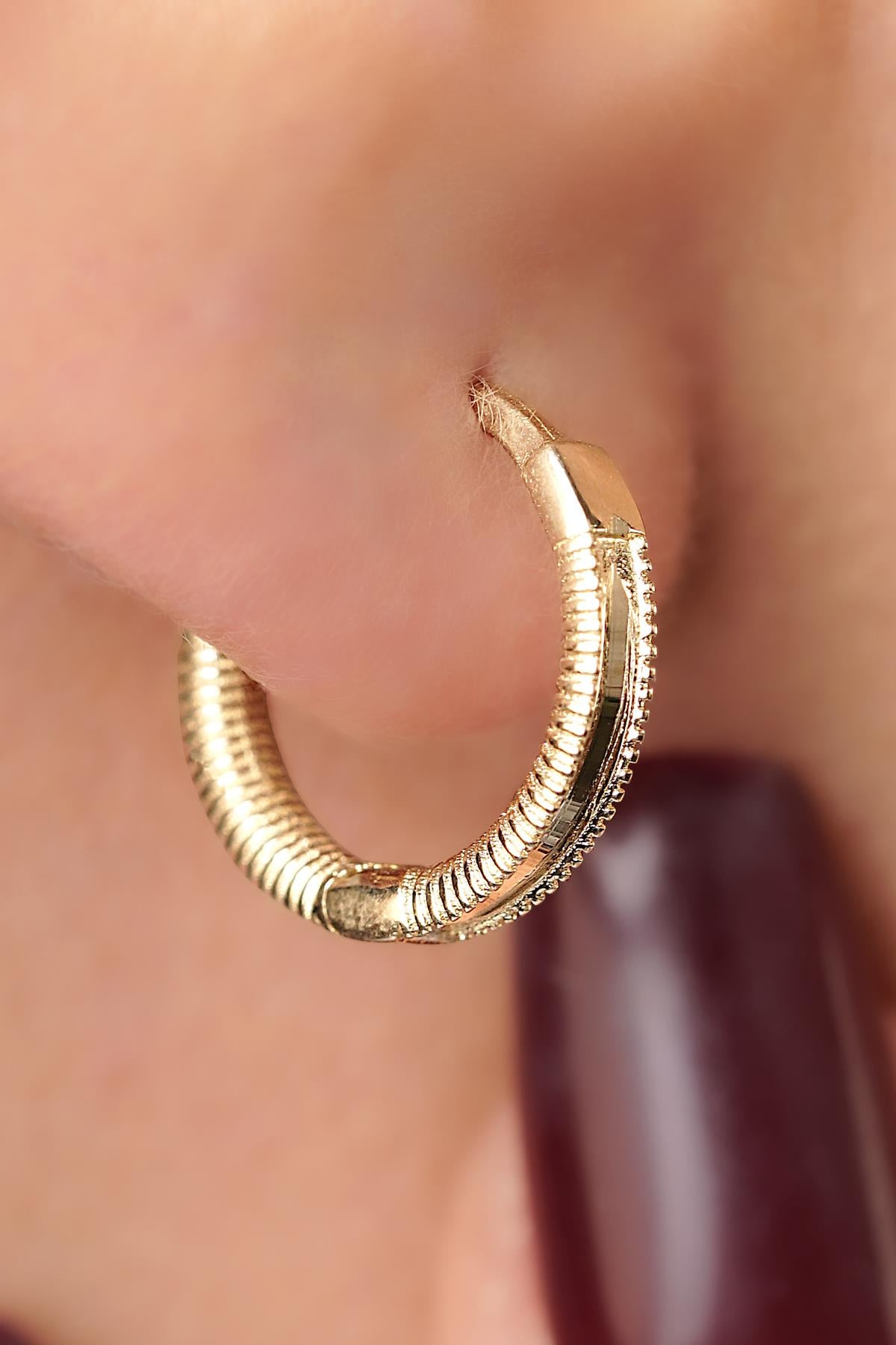 14K Gold Polished Mini Ajda Hoop Earrings