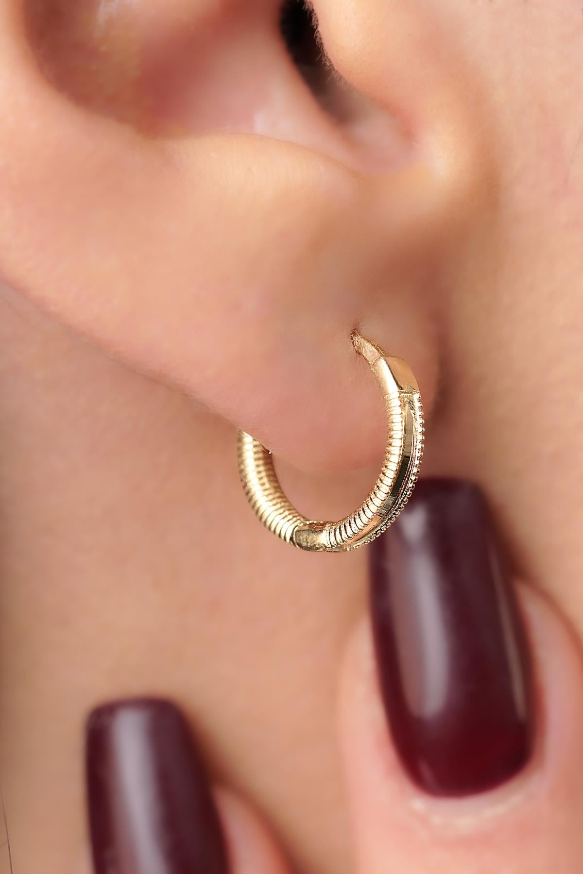 14K Gold Polished Mini Ajda Hoop Earrings