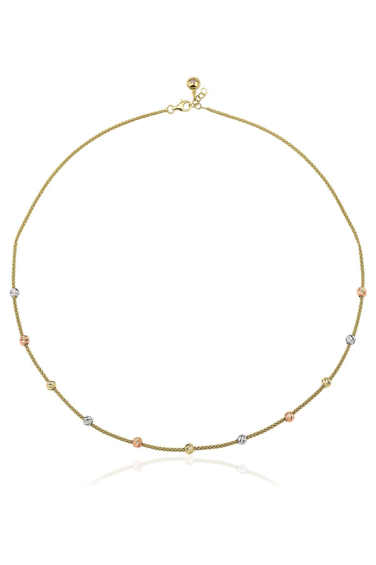 14K Solid Gold Popcorn Dorica Ball Necklace