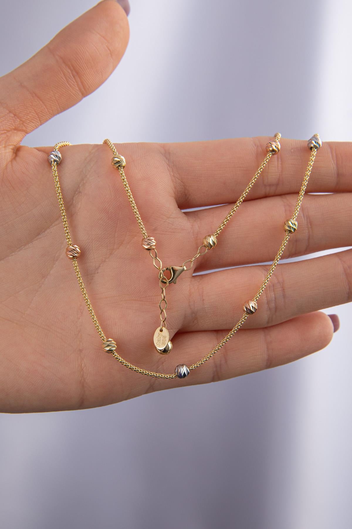14K Gold Popcorn Dorica Ball Necklace