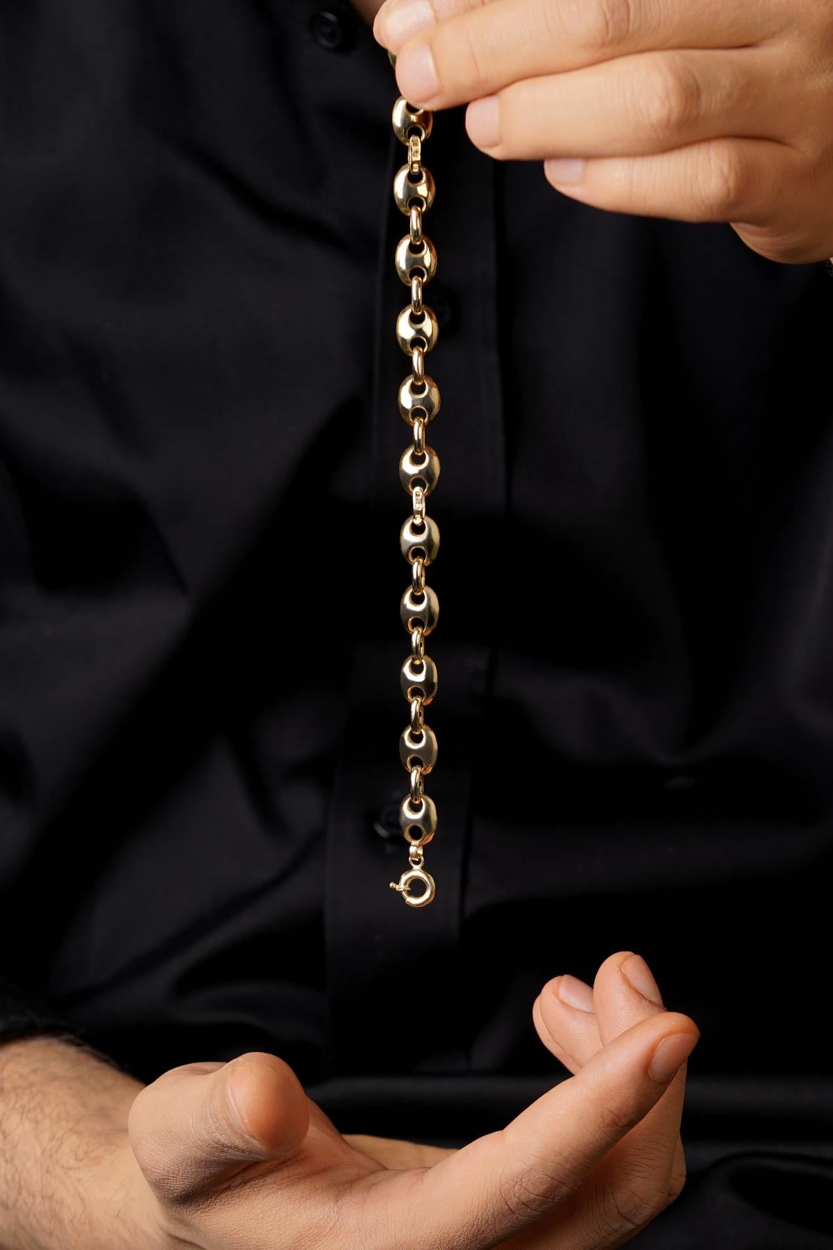 14K Solid Gold Puff Bracelet