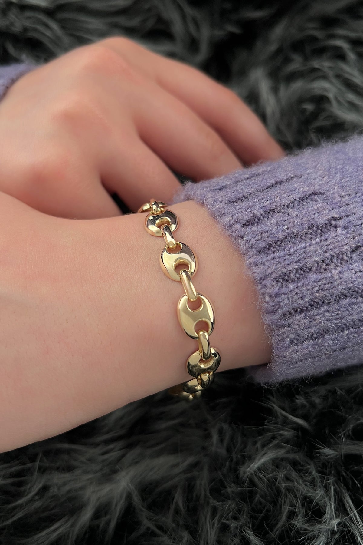 14K Gold Puff Bracelet