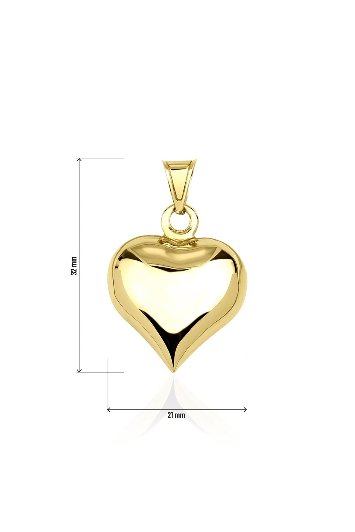 14K Gold Puff Heart Charm