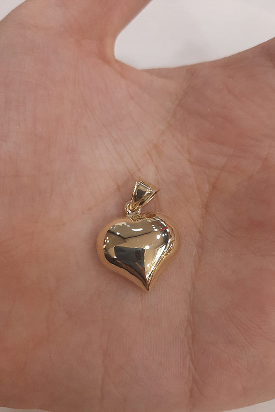 14K Gold Puff Heart Charm