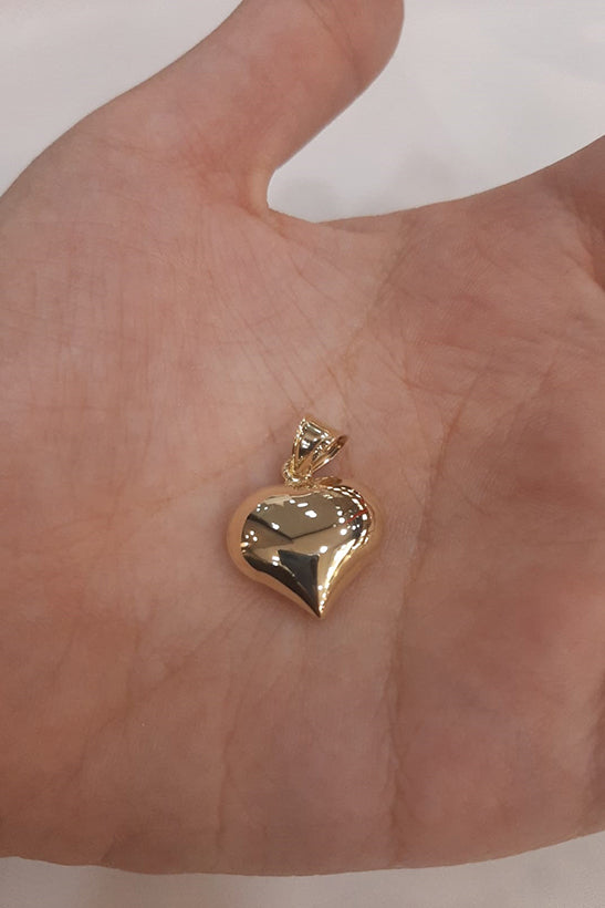 14K Gold Puff Heart Charm