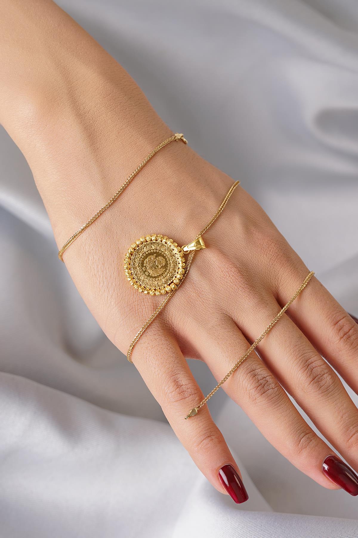 14K Solid Gold Quarter Coin with Silk Chain Necklace