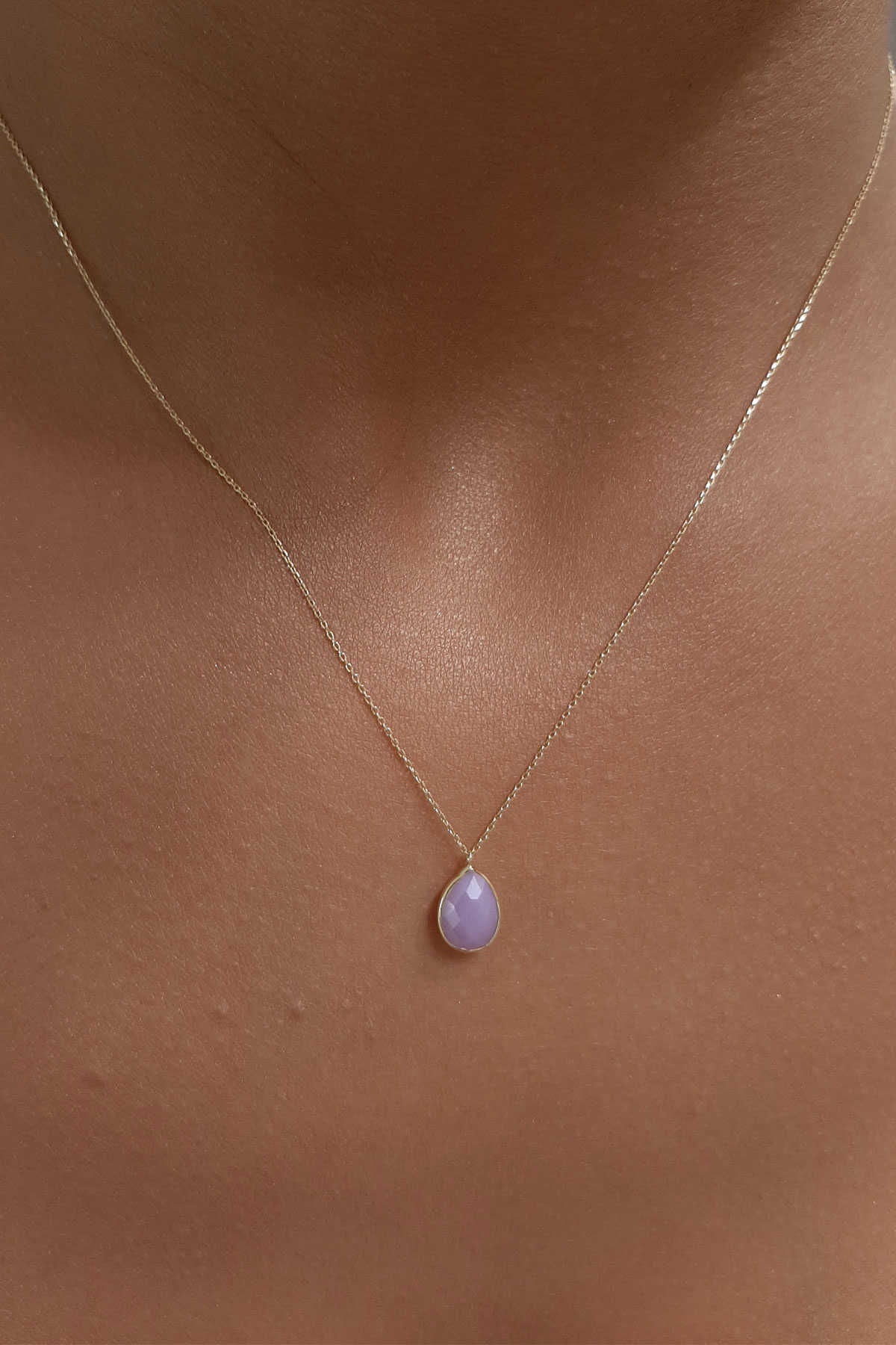 14K Gold Quartz Teardrop Necklace