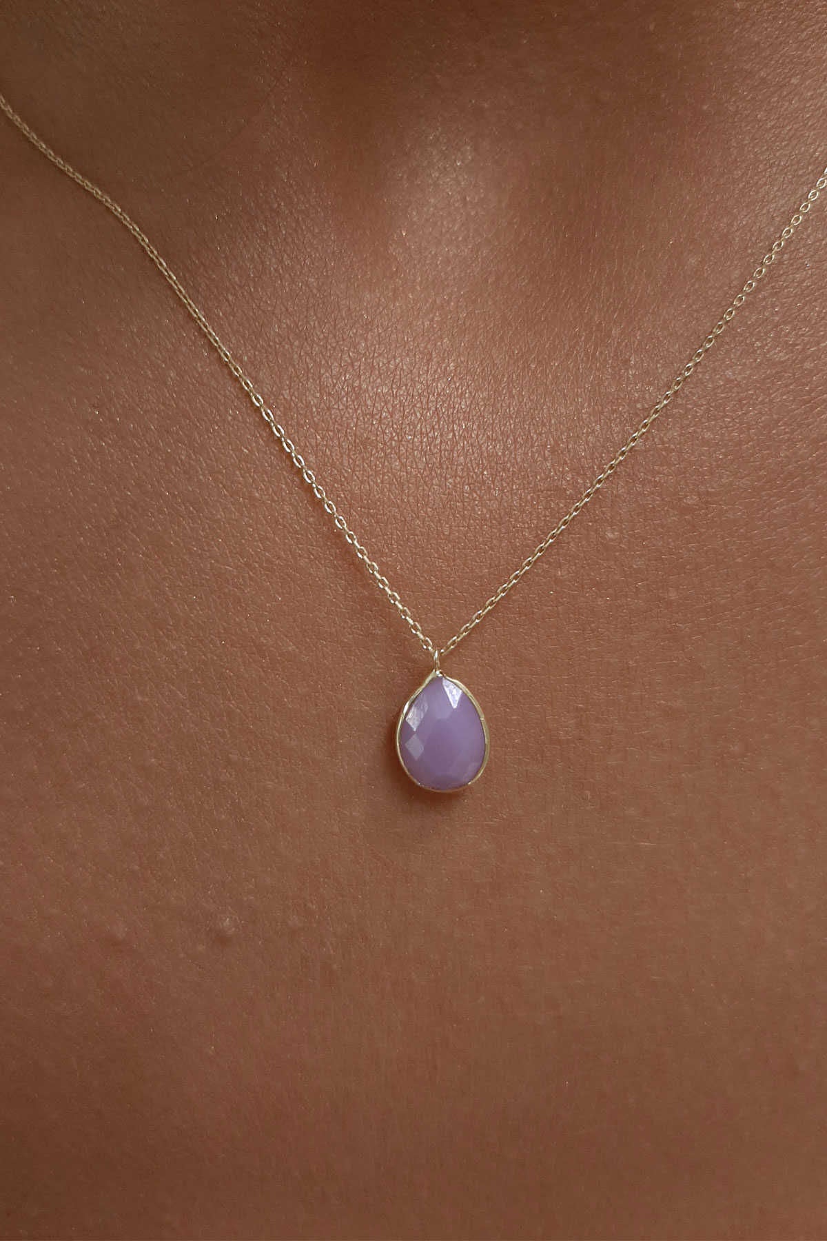 14K Gold Quartz Teardrop Necklace