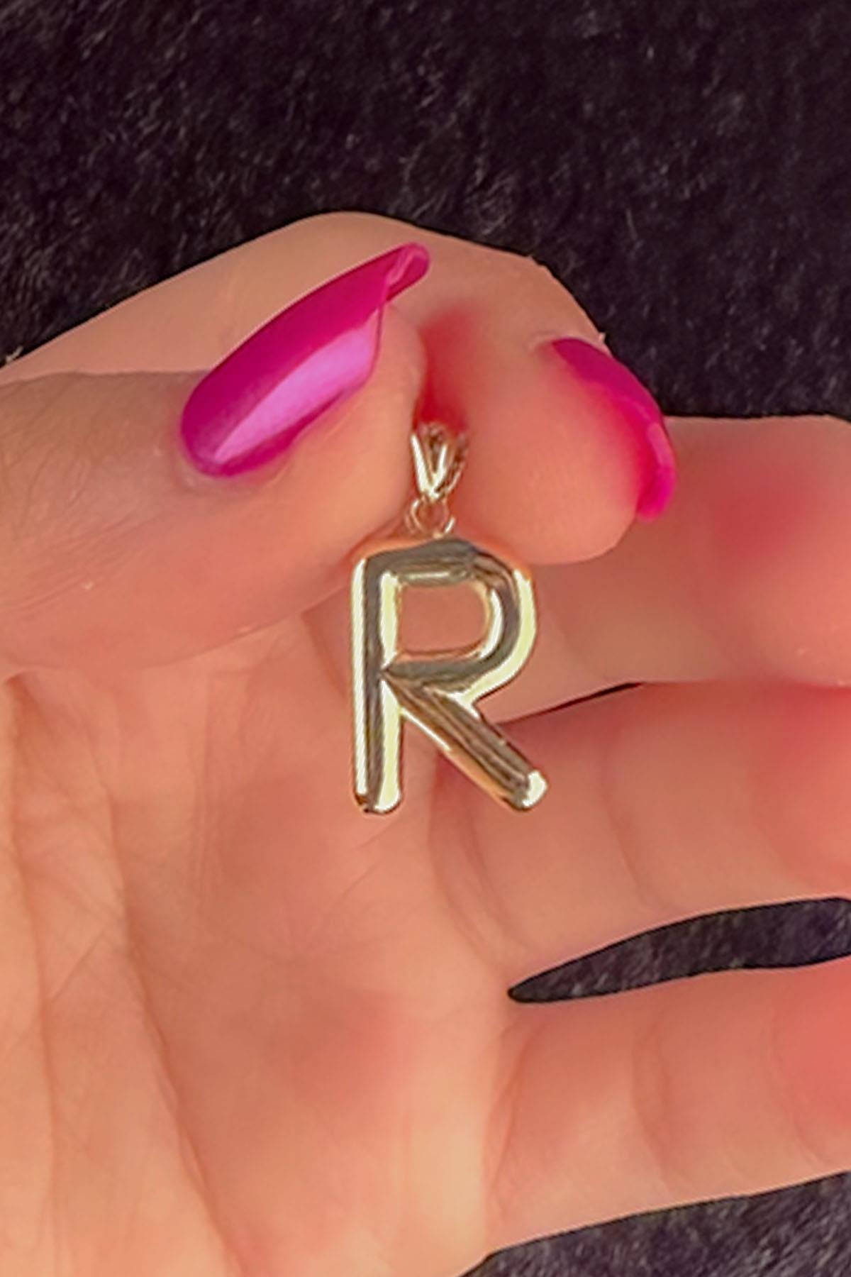 14K Gold R Letter Charm