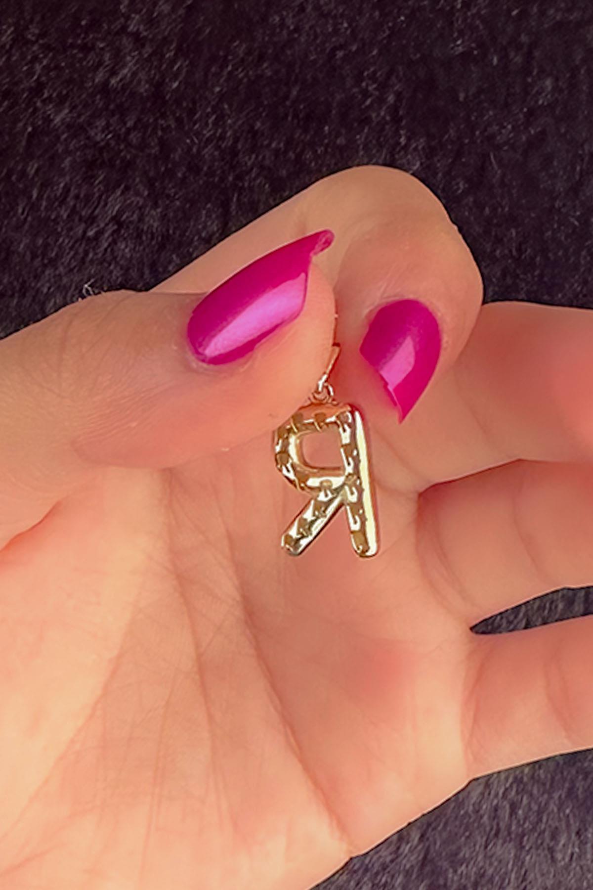 14K Gold R Letter Charm