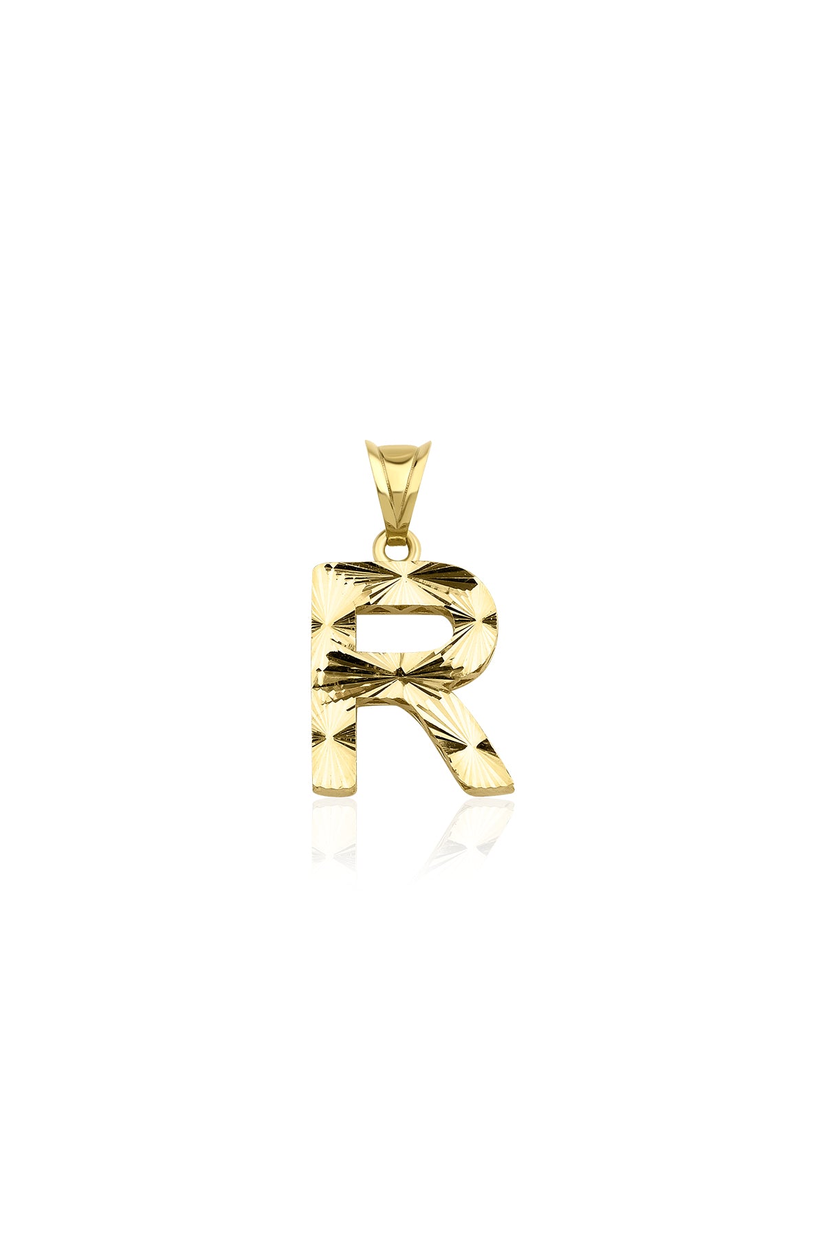 14K Gold R Letter Mini Shine Pendant