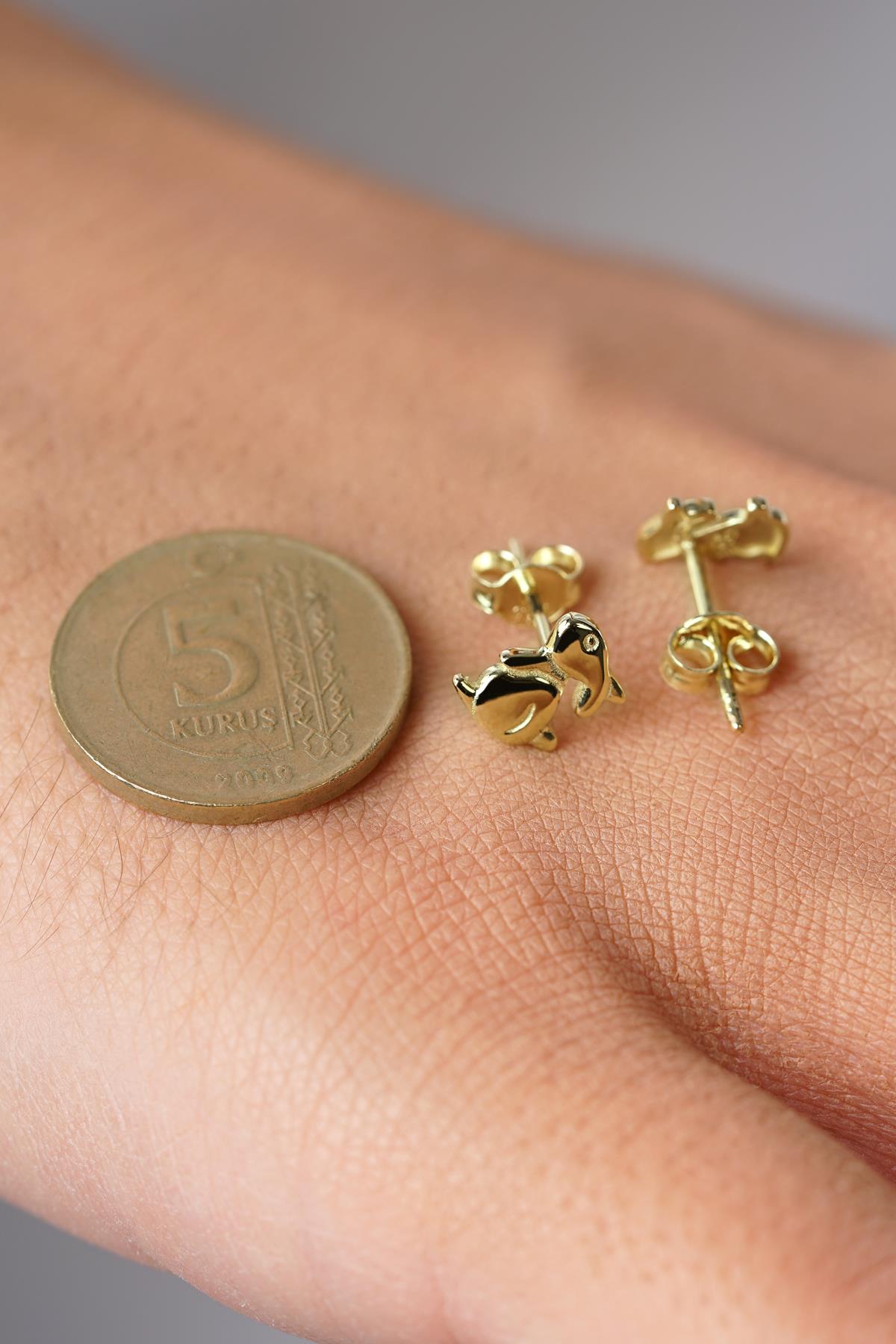 14K Gold Rabbit Shaped Stud Earrings