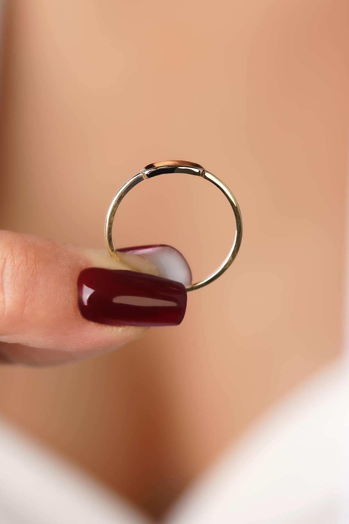 14K Gold Rectangle Bar Signet Ring