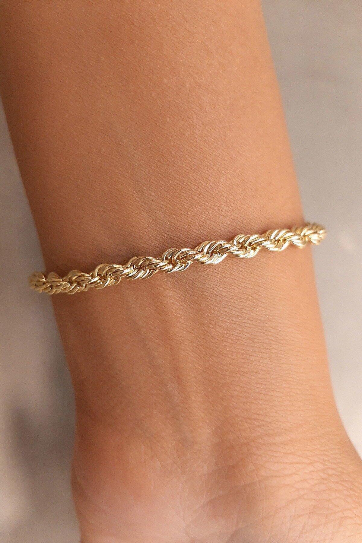 14K Gold Rope Bracelet 4.40 mm