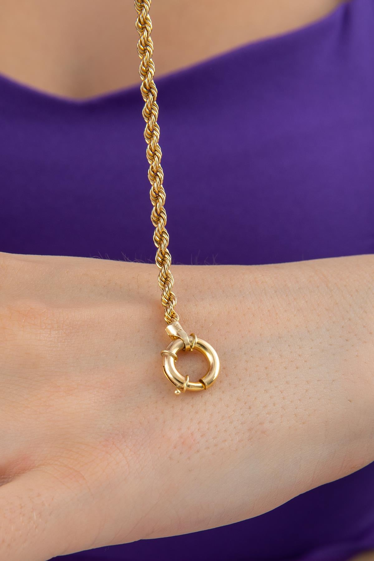 14K Gold Rope Chain Bracelet 0.124 inch