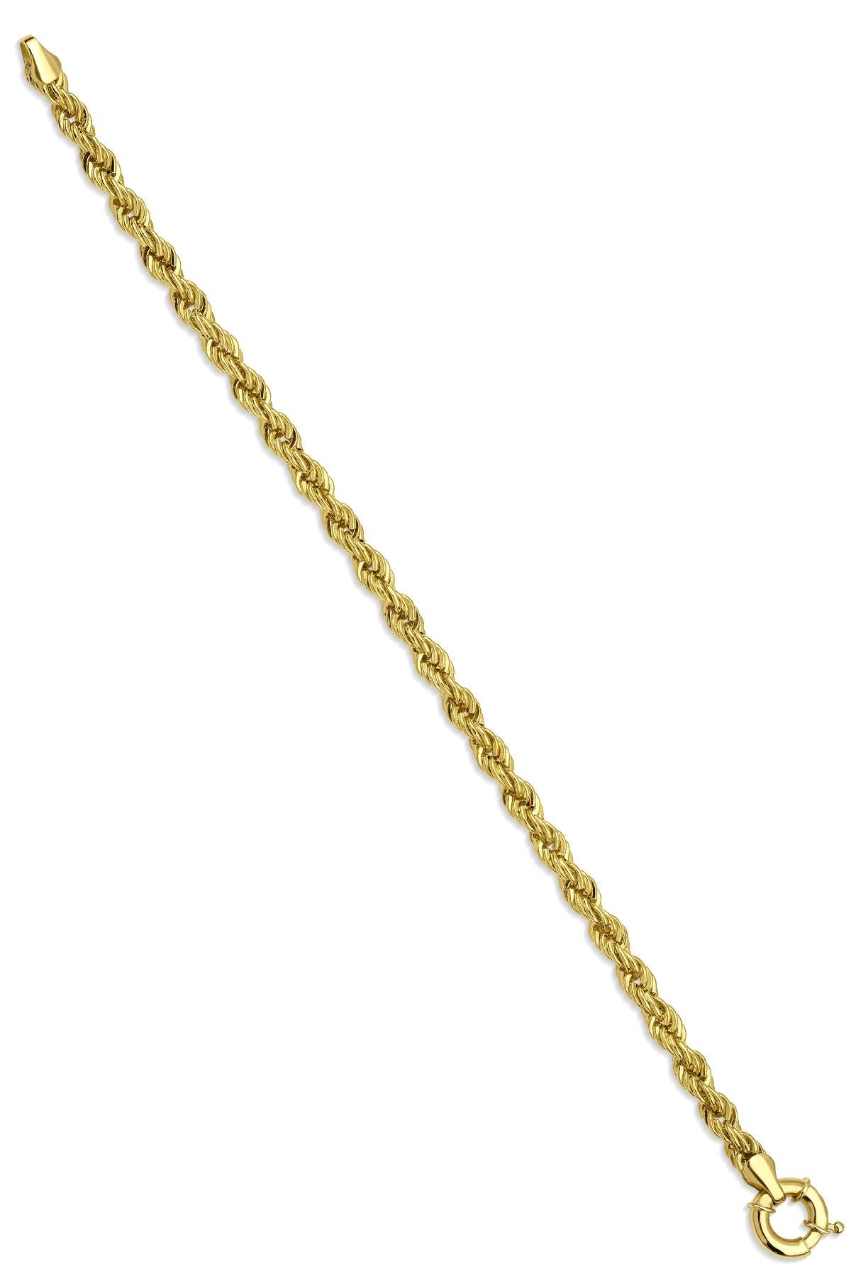 14K Gold Rope Chain Bracelet 0.157 inch